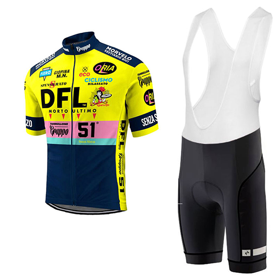 Morvelo DFL Kurzarmtrikot 2017 und Kurze Tragerhose gelb